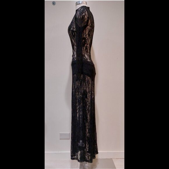 Vintage Black Lace Maxi Dress - Picture 5 of 7